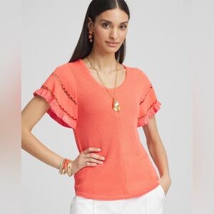 Chico’s Cutout Short-Sleeved Pullover Sweater Size (0) 4/6 Small